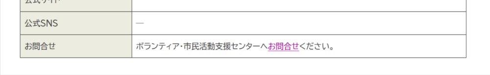 登録団体紹介ページの問い合わせ先表記について