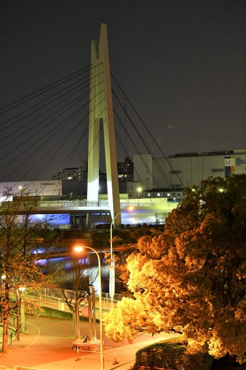 夜の競艇場入り口付近（佐々木佳雄）